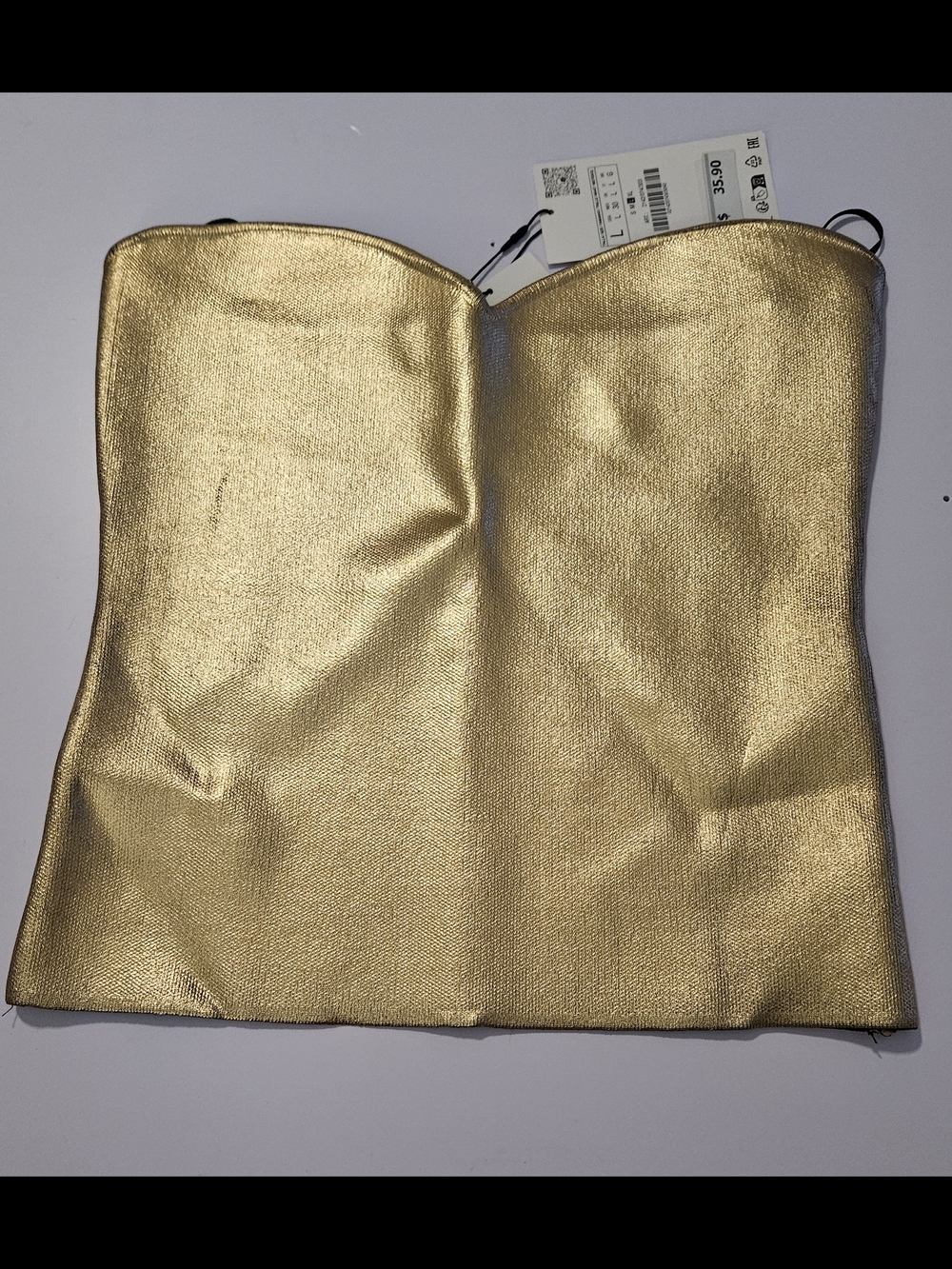 Zara Gold Strapless Bustier Top - Women Dresses